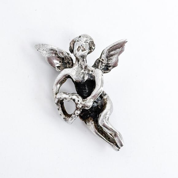 Vintage Sterling Silver 925 Angel Pin Brooch - Picture 2 of 7